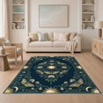 thumbnail image 1 of ODIKA 5'x7' Washable Area Rug Non-Slip, Low Pile, Stain Resistant Boho Moth Design With Celestial Botanical Symmetry Witchy Floral Refined for Guest Room, Lounge, Apartment, 1 of 7