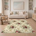 thumbnail image 1 of ODIKA 5'x7' Washable Area Rug Non-Slip, Low Pile, Stain Resistant Circle Botanical Semi Scrollwork Balanced Clusters Semicircle for Guest Room, Lounge, Apartment, 1 of 7