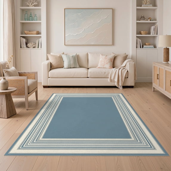 ODIKA 5'x7' Washable Area Rug Non-Slip, Low Pile, Stain Resistant Dusty Field Clean Symmetrical Understated Style Floor Covering for Guest Room, Lounge, Apartment