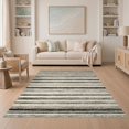 thumbnail image 1 of ODIKA 5'x7' Washable Area Rug Non-Slip, Low Pile, Stain Resistant Farmhouse Weathered Monochrome Alternating Stripe Door Cream for Guest Room, Lounge, Apartment, 1 of 7