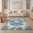 thumbnail image 1 of ODIKA 5'x7' Washable Area Rug Non-Slip, Low Pile, Stain Resistant Geometric Boho Medallion With Distressed Vintage Lattice And Trim for Guest Room, Lounge, Apartment, 1 of 7