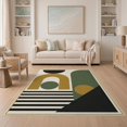 thumbnail image 1 of ODIKA 5'x7' Washable Area Rug Non-Slip, Low Pile, Stain Resistant Green Gold Geometric Artistic Elegant Abstract Design with Bold Contrasting for Guest Room, Lounge, Apartment, 1 of 7