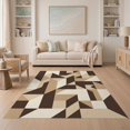 thumbnail image 1 of ODIKA 5'x7' Washable Area Rug Non-Slip, Low Pile, Stain Resistant Interlocking Neutral Minimalist Brushstroke Large Abstract Beige Playful for Guest Room, Lounge, Apartment, 1 of 7