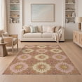 thumbnail image 1 of ODIKA 5'x7' Washable Area Rug Non-Slip, Low Pile, Stain Resistant Pink Boho Muted Palette Retro Pretty Balanced Geometric Print for Guest Room, Lounge, Apartment, 1 of 7