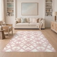 thumbnail image 1 of ODIKA 5'x7' Washable Area Rug Non-Slip, Low Pile, Stain Resistant Pink Scroll Delicate Looped Ribbon Intersection Symmetrical Round for Guest Room, Lounge, Apartment, 1 of 7