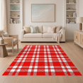 thumbnail image 1 of ODIKA 5'x7' Washable Area Rug Non-Slip, Low Pile, Stain Resistant Plaid Bordered Symmetrical Block Layout Checked Checkered Striped for Guest Room, Lounge, Apartment, 1 of 7