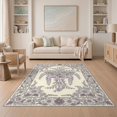 thumbnail image 1 of ODIKA 5'x7' Washable Area Rug Non-Slip, Low Pile, Stain Resistant Purple Symmetrical Centerpiece Cascading Blossoms Ornate Lilac for Guest Room, Lounge, Apartment, 1 of 7