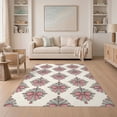 thumbnail image 1 of ODIKA 5'x7' Washable Area Rug Non-Slip, Low Pile, Stain Resistant Round Seamless Vintage Ribbon Boho Florals Scattered Pink Coquette Refined for Guest Room, Lounge, Apartment, 1 of 7