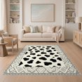 thumbnail image 1 of ODIKA 5'x7' Washable Area Rug Non-Slip, Low Pile, Stain Resistant Spotted Cow Boho Southwestern Border Boneless Couch Cowboy Print Flowing Dynamic for Guest Room, Lounge, Apartment, 1 of 7