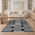 thumbnail image 1 of ODIKA 5'x7' Washable Area Rug Non-Slip, Low Pile, Stain Resistant Stripe Minimalist Sleek Horizontal Stripes Balanced Layering for Guest Room, Lounge, Apartment, 1 of 7