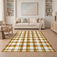 thumbnail image 1 of ODIKA 5'x7' Washable Area Rug Nursey Checkered Plaid Geometric Border Frame Gingham Motif Neutral for Guest Room, Lounge, Apartment, Non-Slip Low Profile, Stain Resistant, 1 of 7
