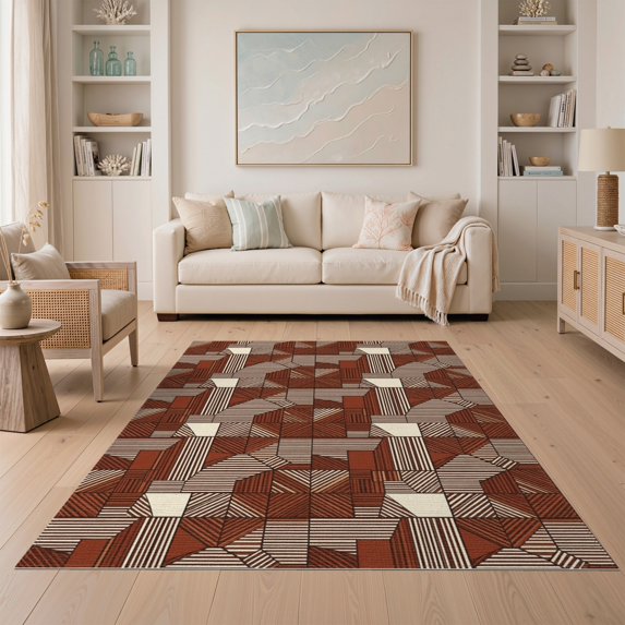 ODIKA 5'x7' Washable Area Rug Pile Decorative Bold Contrast Inspired Structured Zebra Minimalist for Dining Room, Under Table, Home Office, Non-Slip Chair-Friendly