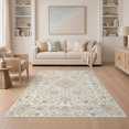 thumbnail image 1 of ODIKA 5'x7' Washable Area Rug Pink Boho Oushak Whimsical Blush Dorm Pastel Sage Nursey Flowing Dynamic for Dining Room, Under Table, Home Office, Non-Slip Chair-Friendly, 1 of 7