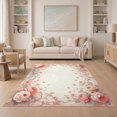 thumbnail image 1 of ODIKA 5'x7' Washable Area Rug Pink Boho Ribbon Border Alfombra Para Cuarto Scattered for Small Living Room, Bedroom, Easy Care, Non-Shedding, Pet Friendly, 1 of 7