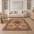 thumbnail image 1 of ODIKA 5'x7' Washable Area Rug Pink Circle Cottagecore Deep Beige Embellished Velvet Boho Retro for Small Living Room, Bedroom, Easy Care, Non-Shedding, Pet Friendly, 1 of 7