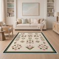 thumbnail image 1 of ODIKA 5'x7' Washable Area Rug Pink Olive Geometric Design Elegant Symmetrical with Botanical Motifs for Guest Room, Lounge, Apartment, Non-Slip Low Profile, Stain Resistant, 1 of 7