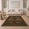 thumbnail image 1 of ODIKA 5'x7' Washable Area Rug Print Rustic Wood Grain With Woodland Forest Border Bear Paw Refined Structured for Dining Room, Under Table, Home Office, Non-Slip Chair-Friendly, 1 of 7