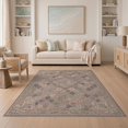 thumbnail image 1 of ODIKA 5'x7' Washable Area Rug Purple Plum Ornamental Grid Scrollwork Border Decorative Pink for Dining Room, Under Table, Home Office, Non-Slip Chair-Friendly, 1 of 5