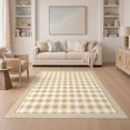 thumbnail image 1 of ODIKA 5'x7' Washable Area Rug Rag Vintage Layered Checkered Layout Farmhouse Stripe Border for Guest Room, Lounge, Apartment, Non-Slip Low Profile, Stain Resistant, 1 of 7