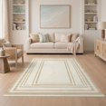thumbnail image 1 of ODIKA 5'x7' Washable Area Rug Sisal Inspired Boxed Grid Panels Pinline Border Subtle Tonal for Small Living Room, Bedroom, Easy Care, Non-Shedding, Pet Friendly, 1 of 7