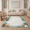 thumbnail image 1 of ODIKA 5'x7' Washable Area Rug Striped Nautical Vintage Seashell Coral Starfish Marine Motifs for Dining Room, Under Table, Home Office, Non-Slip Chair-Friendly, 1 of 7