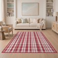thumbnail image 1 of ODIKA 5'x7' Washable Area Rug Tartan Bordered Gingham Motif Border Welcome Lettering Plaid Flowing Dynamic for Guest Room, Lounge, Apartment, Non-Slip Low Profile, Stain Resistant, 1 of 7