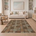 thumbnail image 1 of ODIKA 5'x7' Washable Area Rug Vintage Spotted Block Mosaic Round Farmhouse Patchwork Stripes Refined for Dining Room, Under Table, Home Office, Non-Slip Chair-Friendly, 1 of 7