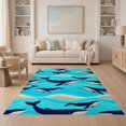 thumbnail image 1 of ODIKA 5'x7' Washable Area Rug Whale Wave Abstract Current Beachy Ocean Funky Bathroom Nautical Refined for Dining Room, Under Table, Home Office, Non-Slip Chair-Friendly, 1 of 7