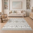 thumbnail image 1 of ODIKA 5'x7' White Taupe Floral Medallion Design Washable Area Rug Elegant Ornamental Patterns with Classic Charm for Small Living Room, Bedroom, Easy Care, Non-Shedding, Pet Friendly, 1 of 7