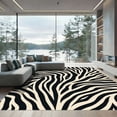 thumbnail image 1 of ODIKA 5'x7' Machine Washable Non-Slip Area Rug, Abstract Animal Inspired Design Featuring Fluid Zebra Stripes and Angles High Traffic Rug, Black, 911405, 1 of 7