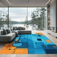 thumbnail image 1 of ODIKA 5'x7' Machine Washable Non-Slip Area Rug, Abstract Blue High Traffic Rug with Pad, Blue, 1028169, 1 of 8