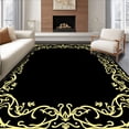 thumbnail image 1 of ODIKA 5'x7' Machine Washable Non-Slip Area Rug, Abstract Damask with Scrollwork Details High Traffic Rug, Black, 462823, 1 of 7