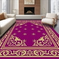 thumbnail image 1 of ODIKA 5'x7' Machine Washable Non-Slip Area Rug, Abstract Lattice with Ornamental Swirl Details High Traffic Rug, Purple, 706164, 1 of 7