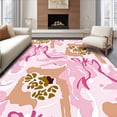 thumbnail image 1 of ODIKA 5'x7' Machine Washable Non-Slip Area Rug, Abstract Litter Scatter Design with Playful Paw Print Arrangement High Traffic Rug, Pink, 685283, 1 of 7