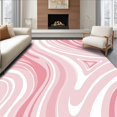 thumbnail image 1 of ODIKA 5'x7' Machine Washable Non-Slip Area Rug, Abstract Marble Vein Design with Fluid Swirls and Highlights High Traffic Rug with Pad, Pink, 481927, 1 of 8