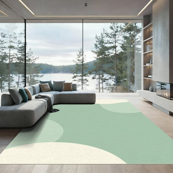 ODIKA 5'x7' Machine Washable Non-Slip Area Rug, Abstract Mint Green High Traffic Rug with Pad, Green, 1050388