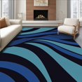 thumbnail image 1 of ODIKA 5'x7' Machine Washable Non-Slip Area Rug, Abstract Ripple Wave Design with Modern Minimalist Touch High Traffic Rug with Pad, Blue, 601366, 1 of 8