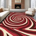 thumbnail image 1 of ODIKA 5'x7' Machine Washable Non-Slip Area Rug, Abstract Rippled Vortex with Intertwined Swirls High Traffic Rug with Pad, Red, 527733, 1 of 8