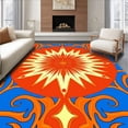 thumbnail image 1 of ODIKA 5'x7' Machine Washable Non-Slip Area Rug, Abstract Sunburst with Flowing Petal Motifs and Radiant Accents High Traffic Rug, Orange, 713600, 1 of 7
