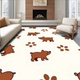 thumbnail image 1 of ODIKA 5'x7' Machine Washable Non-Slip Area Rug, Adorable Bear Cub with Paw Print Accents High Traffic Rug, Brown, 725123, 1 of 7