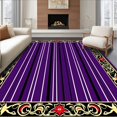 thumbnail image 1 of ODIKA 5'x7' Machine Washable Non-Slip Area Rug, All Baseball Medallion with Interlocking Stripes and Classic Emblems High Traffic Rug, Purple, 672216, 1 of 7