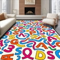 thumbnail image 1 of ODIKA 5'x7' Machine Washable Non-Slip Area Rug, Alphabet Adventure Maze Puzzle with Whimsical Letter Motifs High Traffic Rug with Pad, Pink, 687185, 1 of 8