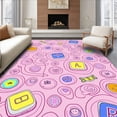 thumbnail image 1 of ODIKA 5x7 Machine Washable Non-Slip Area Rug, Alphabet Adventure with Numbers Animals and Train Tracks High Traffic Rug with Pad, Pink, 693107, 1 of 8