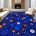 thumbnail image 1 of ODIKA 5'x7' Machine Washable Non-Slip Area Rug, Alphabet Galaxy Exploration Featuring Planets and Shooting Stars High Traffic Rug with Pad, Blue, 699824, 1 of 8
