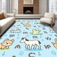 thumbnail image 1 of ODIKA 5'x7' Machine Washable Non-Slip Area Rug, Alphabet Zoo Exploration Study Early Development Tactile Surface High Traffic Rug, Blue, 683766, 1 of 7