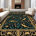 thumbnail image 1 of ODIKA 5'x7' Machine Washable Non-Slip Area Rug, Ancient Reptile Landscape Design with Interlocking Prehistoric Flora High Traffic Rug with Pad, Black, 629408, 1 of 8