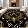 thumbnail image 1 of ODIKA 5'x7' Machine Washable Non-Slip Area Rug, Art Inspired Fan Motif With Radiating Details High Traffic Rug with Pad, Black, 569797, 1 of 8