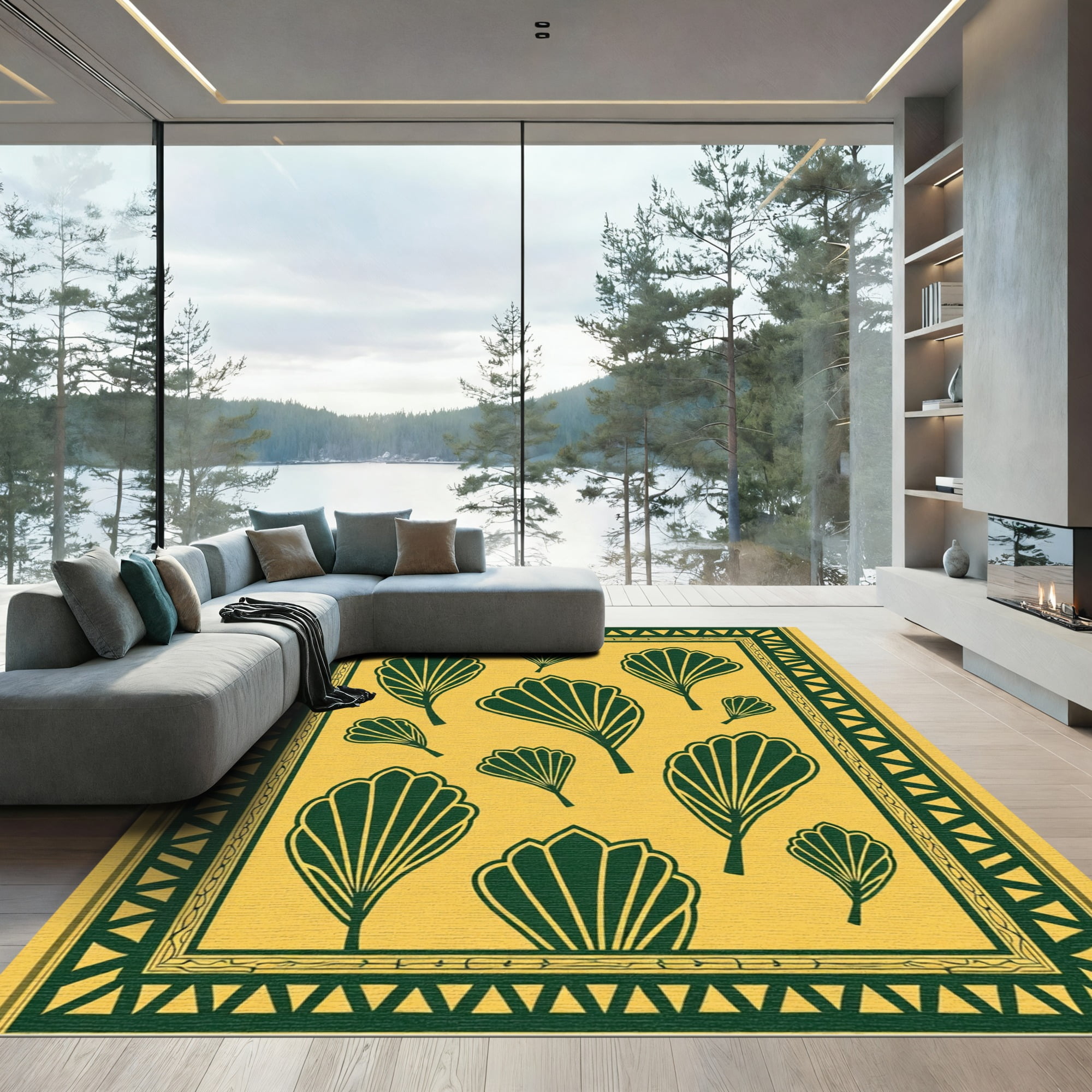 ODIKA 5'x7' Machine Washable Non-Slip Area Rug, Art Inspired with Bold ...