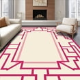 thumbnail image 1 of ODIKA 5'x7' Machine Washable Non-Slip Area Rug, Art Maze Motif Featuring Angular Interlocking Latticework High Traffic Rug, Pink, 555477, 1 of 5