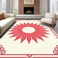 thumbnail image 1 of ODIKA 5'x7' Machine Washable Non-Slip Area Rug, Art Sunburst with Stylized Petal and Filigree Accents High Traffic Rug with Pad, Red, 521446, 1 of 8